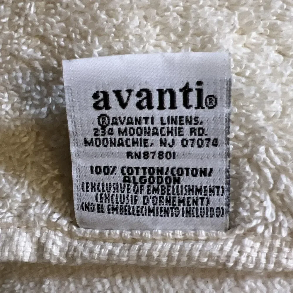 Vintage Set of 3 Avanti Ivory Pink Flower Rose Fingertip Hand Towels 100% Cotton